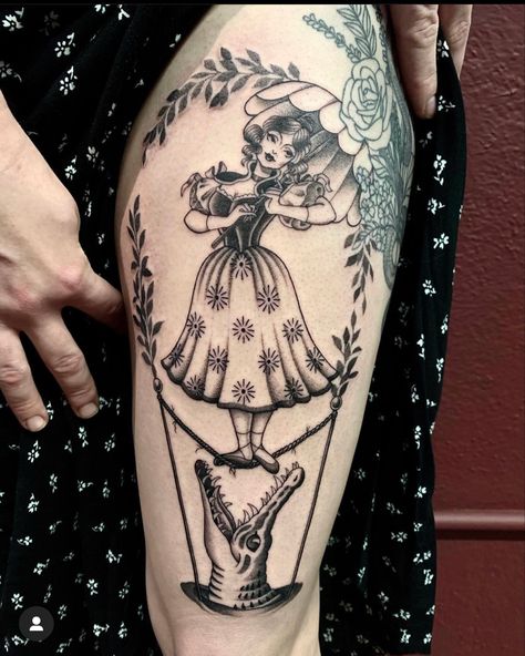 1920 Tattoo Ideas, Sally Slater Tattoo, Stake Tattoo, Vintage Disney Tattoos, Sally Slater Haunted Mansion, Madame Leota Tattoo, American Traditional Disney Tattoo, Disney Haunted Mansion Tattoo, Haunted Mansion Tattoos