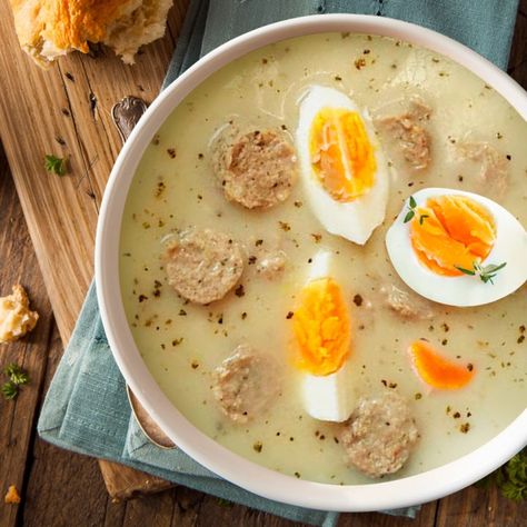 Polish Soup, Sauerkraut Soup, Bread Soup, Polish Food, Dried Mushrooms, Polish Recipes, European Food, Food Market, Easter Recipes