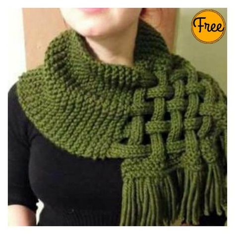 Celtic Knot Looped Scarf Free Knitting Pattern Loop Scarf Pattern, شال كروشيه, Knitting Patterns Free Scarf, Knitted Shawl, Free Scarf, Scarf Knitting Patterns, Loop Scarf, Free Knitting Pattern, Knit Or Crochet