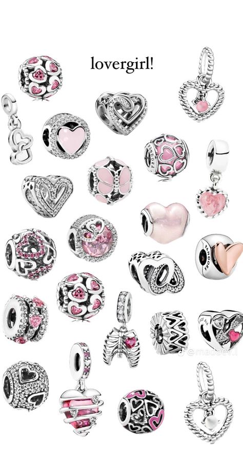 Pandora Charms Pink, Pandora Bracelet Charms Ideas, Girly Bracelets, Pandora Bracelet Designs, Pandora Jewelry Charms, Wrist Jewelry, Jewelry Accessories Ideas, Girly Accessories, Pandora Bracelet Charms