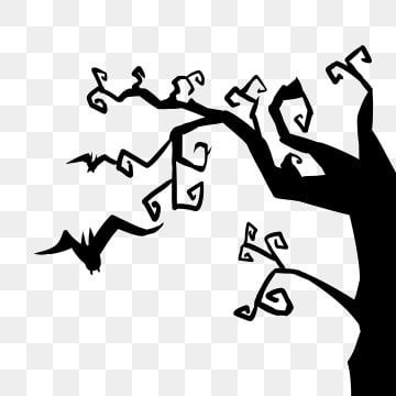 Spooky Trees For Halloween, Drawing Branches, Spooky Branches, Halloween Branches, Branches Drawing, Black Halloween Tree, Bat Cartoon, Cartoon Tree, Branch Drawing