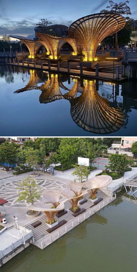 Parametric-Architecture-Pics Landscape Around Building, Architecture Parametric, Plaza Design Architecture, Parking Ideas Architecture, Parametric Design Architecture, Canopy Design Architecture, Diagrams Architecture, Biomorphic Design, Parametric Landscape Design