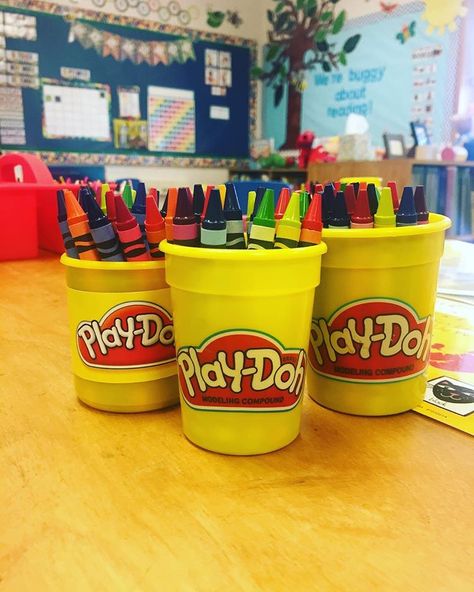 Officially my FAVORITE way to hold crayons! Check out my blog post on how I recycle play doh containers! 😄 Link in bio!… Crayon Holder, Teachers Corner, Teacher Lesson Plans, Classroom Crafts, Ben And Jerrys Ice Cream, Play Doh, Teacher Life, Art Center, Art School