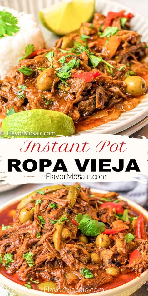 Cuban Ropa Vieja, Ropa Vieja Recipe, Braised Beef Recipes, Shredded Beef, Cuban Recipes, Braised Beef, Instant Pot Dinner Recipes, Easy Instant Pot Recipes, Instapot Recipes