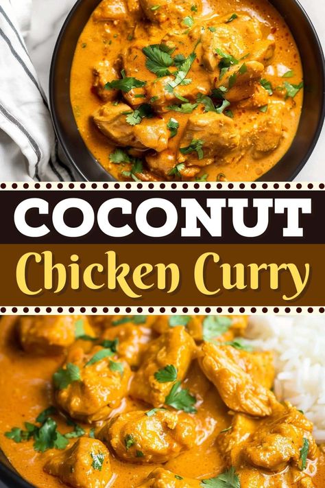 This aromatic coconut chicken curry has the perfect balance of spices and creaminess. It's ready in a flash, super rich and creamy, and insanely good. One Pot Chicken Curry, Coconut Butter Chicken, Easy Coconut Chicken, Chicken Curry Crockpot, Coconut Chicken Curry Recipe, Coconut Curry Chicken Recipes, Creamy Coconut Chicken, Inflammatory Meals, Chicken Curry Recipe Easy