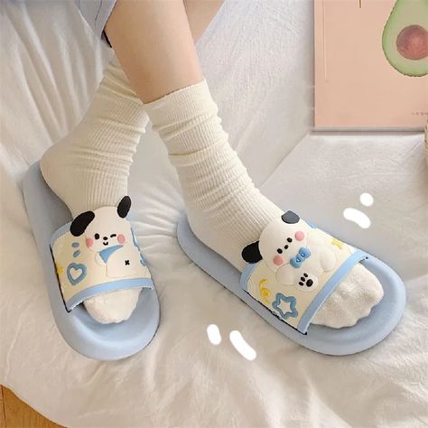 Sanrio Kawaii Anime Pochacco Summer Indoor Home Soft-Soled Bathroom Sandals Creative Cartoon Women Slippers Anti-Skid Shoes Gift Check more at https://lullwonders.com/?product=sanrio-kawaii-anime-pochacco-summer-indoor-home-soft-soled-bathroom-sandals-creative-cartoon-women-slippers-anti-skid-shoes-gift Cartoon Women, Women Slippers, Shoe Gifts, Really Cute Outfits, Womens Slippers, Slippers, Cute Outfits, Sandals, Anime