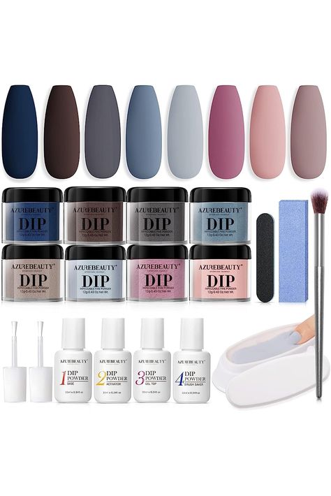 AZUREBEAUTY 21 Pcs Dip Powder Nail Kit, Gray Nude Brown Winter Colors Acrylic Dipping Powder Liquid Set with Base/Top Coat Activator for French Nail Art Manicure DIY Gift Azurebeauty Dip Powder, Nails Country, Country Nails, French Nail Art, Manicure Diy, French Nail, Dip Powder Nails, Womens Nails, Dip Powder