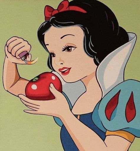 Trippy Cartoon, Apple Painting, Snow White Disney, Funny Paintings, Dark Disney, Psy Art, Twisted Disney, Disney Art, Cartoon Art