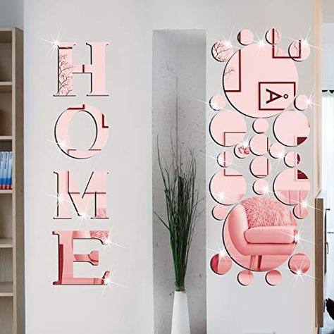 Gold Interior Decor, Rose Gold Room Decor, Home Mirror, Gold Room Decor, Gold Living Room Decor, Mirror Decals, Diy Wall Decals, Sign Letters, Diy Wall Stickers