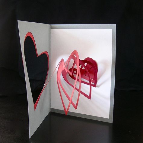 spiral heart pop up card | Karin | Flickr Heart Pop Up Card, Paper Magic, Creating Cards, Fold Cards, Fancy Fold Cards, Fancy Folds, Valentine Card, Valentine Cards, Pop Up Cards