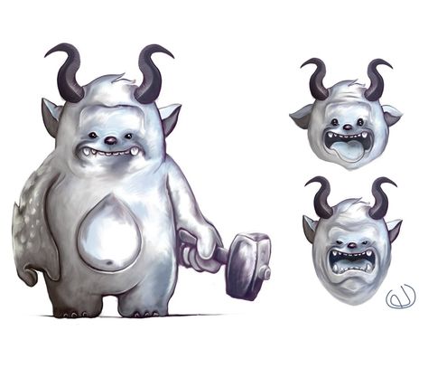 Yeti Illustration Character Design, Yeti Character Design, Mythical Garden, Art Challenge Ideas, Painting Moodboard, Monster Character Design, Monsters Drawings, Sketchbook Prompts, Cards Painting