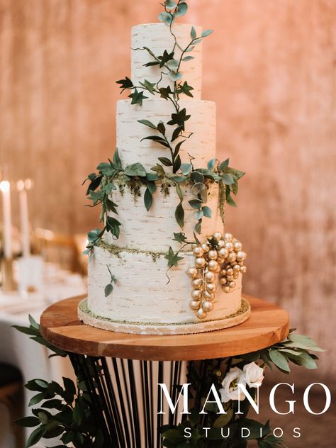 Birchwood Cake, Kourtney Wedding, Winery Wedding Cake, Vineyard Wedding Cake, Wine Wedding Cake, Cellar Wedding, Wedding Cake Theme, Woodland Wedding Cake, Golden Wedding Cake