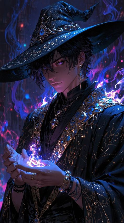 Witch Boy Art, Male Witch Oc, Male Witch Art, Warlock Oc, Warlock Character Design, Witch Boy, Male Witch, Witch Wallpaper, Fantasy Wizard