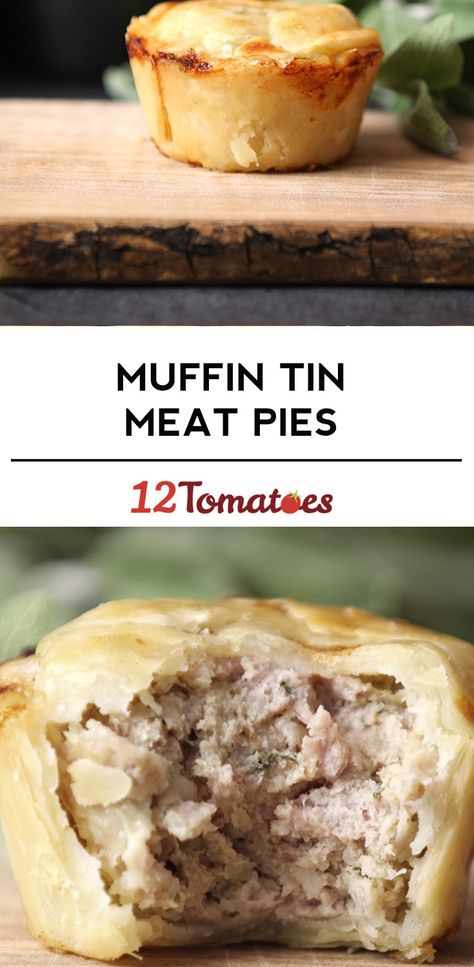 Muffin Tin Meat Pies | 12 Tomatoes Muffin Tin Meat Pies, Mini Meat Pies Muffin Tins, Muffin Tin Pies Desserts, Mini Meat Pies, Meat Muffins, Crust Bread, French Meat, Pork Pies, Healthy Casserole