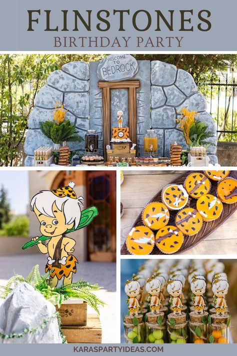 Flinstone Party Ideas, Bambam Birthday Party Ideas, Flintstones 1st Birthday Party Ideas, Bam Bam Flintstones Party, Flinstone Themed Food, Flintstone Themed Food, Bedrock Birthday Party, Flintstones Birthday Party Ideas, Flinstones Birthday Party Food Ideas