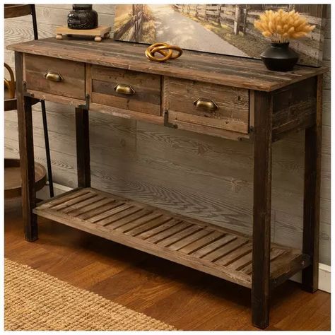 Farmhouse Entry Table, Farmhouse Entryway Table, Rustic Entryway Table, Console Table With Storage, Country Spring, Modern Farmhouse Furniture, Billiards Room, Wood Sofa Table, Rustic Console Tables