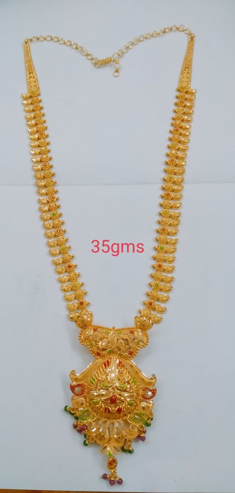 35 Grams Gold Long Haram Designs, Miniharam Latest Designs, Simple Gold Haram Designs Indian, Swathi Haram Designs Gold, New Model Haram Designs Gold, Harams Gold Indian Jewellery Design, Gold Ornaments For Women, Aaram Design Gold, 40grams Gold Haram Latest