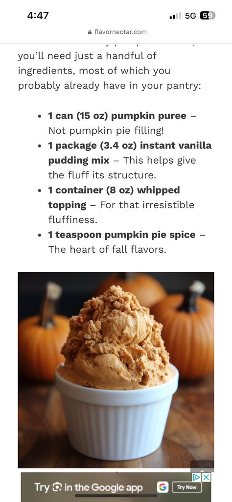 Diet Desserts, Vanilla Pudding Mix, Pumpkin Pie Filling, Vanilla Pudding, Whipped Topping, Pumpkin Pie Spice, Autumn Flavors, Pumpkin Puree, Weight Watchers Meals