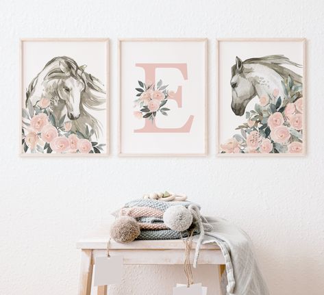 Horse Nursery, 3 Piece Art, Girl Horse, Future Planning, Boho Prints, Horse Art Print, Watercolor Nursery, Pony Art