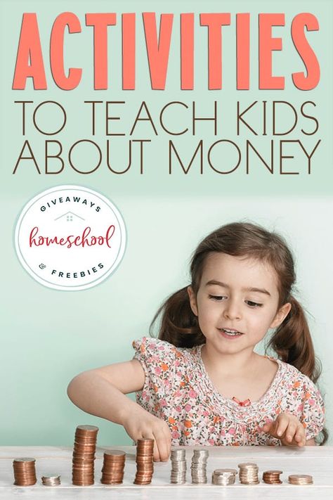 Activities to Teach Kids About Money - Homeschool Giveaways Coin Counting Activities, Counting Coins Activities, Money Kindergarten, 123 Homeschool 4 Me, Learning Money, Kindergarten Homeschool Curriculum, Teaching Money, Homeschool Freebies, Counting Money