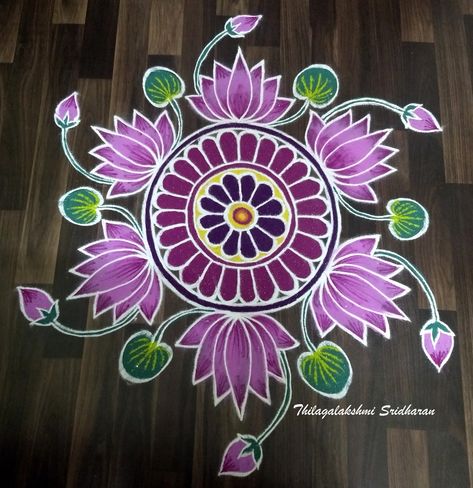 Diwali Rangoli Flowers Design, Simple Rangoli Designs Flowers Diwali, Beautiful Rangoli Designs Latest Easy, Rangoli Designs With Paint, Paint Rangoli Designs On Floor, Free Hand Rangoli Designs With Colours, Rangoli Kolam Designs With Colour, Rangoli Designs Lotus, Paint Rangoli