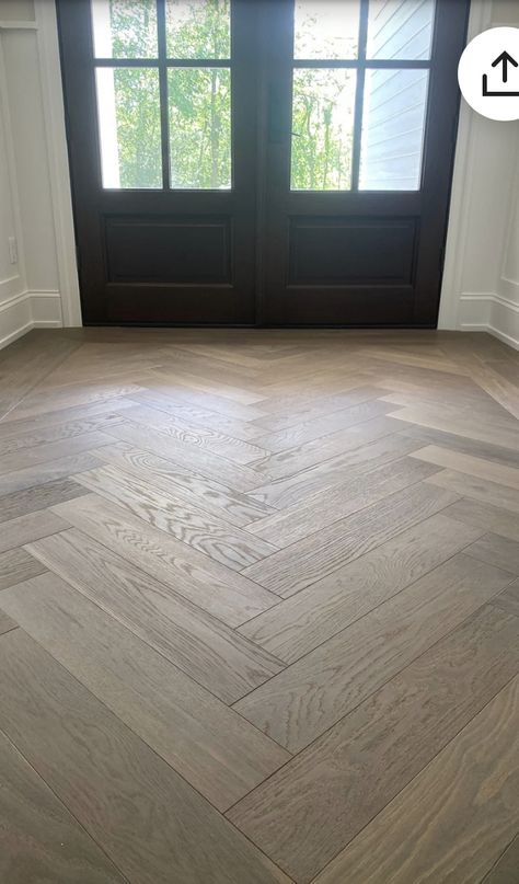 Lvp Flooring Planks Herringbone, Tile Inlay Wood Floor Entryway, Herringbone Wood Floor Entryway, Transitional Flooring Ideas, Entry Flooring Ideas, White Oak Lvp Flooring, Entryway Flooring Ideas, Hardwood Entryway, Oak Herringbone Floor