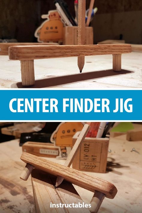 Make a line center finder jig/marker to quickly find the center of a board or workpiece and trace a line. A great tool to have around the workshop or for construction work. #workshop #woodworking #tools Center Finder, Wood Furniture Plans, Trace A, Wood Mantle, Learn Woodworking, Diy Holz, Wood Working Gifts, Construction Work, Woodworking Jigs