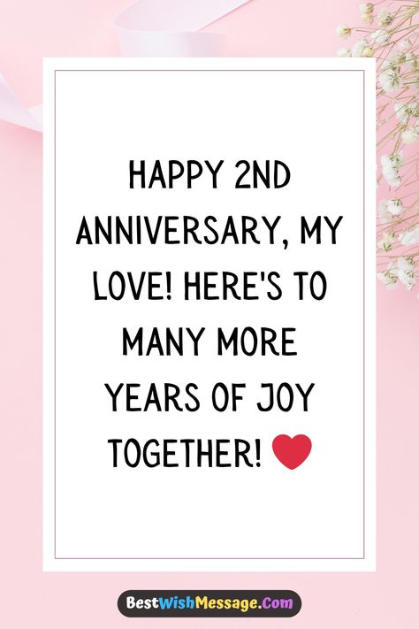 Happy 2nd Anniversary to the love of my life! 💞 Celebrate this special milestone with meaningful words that reflect your deep connection. Let her know she’s cherished and adored every single day! 🌹 #AnniversaryLove #2YearsTogether #WifeLove #MarriageAnniversary #RelationshipGoals 2nd Anniversary Wishes, Happy 2nd Anniversary, Anniversary Wishes For Wife, Loving Messages, 2nd Wedding Anniversary, Wish Board, What's True Love, Love You A Lot, Perfect Wife