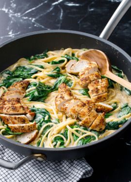 Creamy Chicken Florentine Pasta, Creamy Chicken Florentine, Pasta Florentine, Pan Fried Chicken Tenders, Florentine Pasta, Chicken Florentine Pasta, Freezing Vegetables, Chicken Florentine, Fried Chicken Tenders