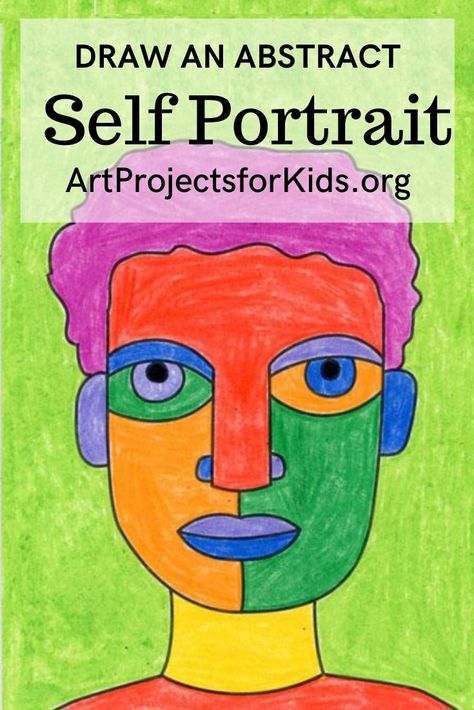 How To Draw an Abstract Self Portrait · Art Projects for Kids Self Portraits Kindergarten Art, Self Portrait Drawing For Kids, Self Portrait Drawing Preschool, Self Portrait Grade 1, Picasso Self Portrait For Kids, Picasso Self Portrait, Self Portrait Kids, Portraits For Kids, Hundertwasser Art