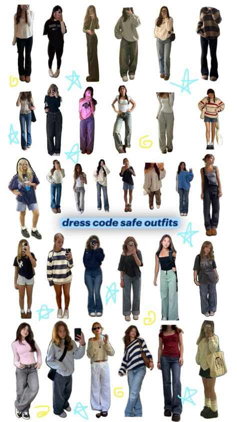 dress code safe outfits School Outfits Highschool Winter, 6th Form Outfits, Sixth Form Outfits, School Dress Code, School Outfits Highschool, School Dress, Freshman Year, Swaggy Outfits, Date Outfits