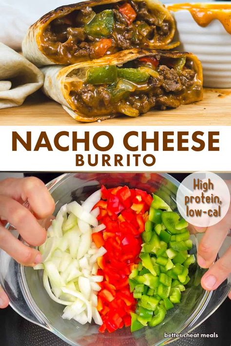 Craving Tex-Mex? 🤤 This High-Protein Nacho Cheese Burrito is a game-changer! 🏆 Only 454 cal with 51g protein - perfect for weight loss & muscle gains! 💪🎯 Easy meal prep, macro-friendly, and absolutely delicious! 😋 Save this pin 📌 for your next cheat meal that fits your diet! #healthyrecipes #mealprep #highprotein #weightloss #fitfood #easydinner #texmex #burritonight #cleaneating #balanceddiet High Protein Burrito Meal Prep, Cheese Burrito, Healthy Nachos, Frozen Burritos, High Protein Dishes, High Protein Meal Prep, Low Fat Cheese, Protein Meals, Cooking With Olive Oil