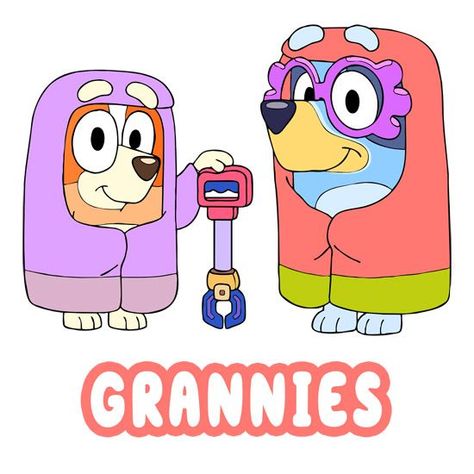 Bluey Bingo Granny, Bluey Grannies Tattoo, Grannies Bluey Bingo, Bluey Cartoon Tattoo Ideas, Bluey Cartoon Tattoo, Bluey Tattoo Ideas, Bluey Drawings, Rita And Janet, Bluey Crafts