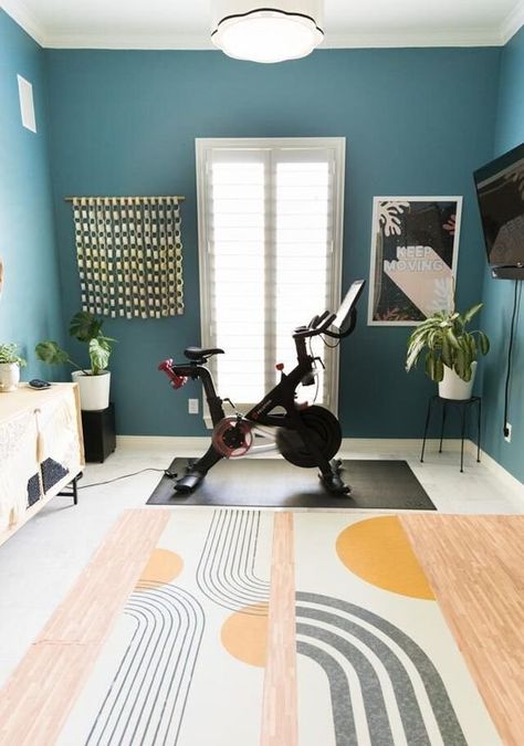 Peloton In Bedroom Ideas, Yoga Room Design At Home, Modern Yoga Room, Yoga Room Ideas Home, Yoga Room Ideas, Peloton Room Ideas, Yoga Studio Design Ideas, Modern Home Gym, Yoga Room Design