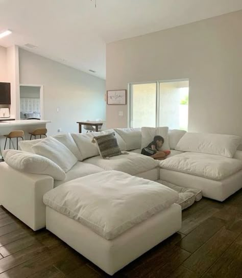 Big Couch Aesthetic, Square Couch Living Rooms, Living Room With Cloud Couch, Living Room Couch Aesthetic, Big Couches Living Room Cozy, Fluffy Couch Living Room, Commix Sectional, Cloud Couch Aesthetic, Clean Cozy Bedroom Aesthetic