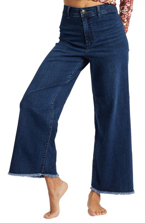 Billabong Free Fall Fray Hem Stretch Wide Leg Jeans | Nordstrom Free Falling, Billabong, Wide Leg Jeans, High Waist Jeans, Leg Jeans, Wide Leg, Nordstrom, High Waisted, Free Shipping