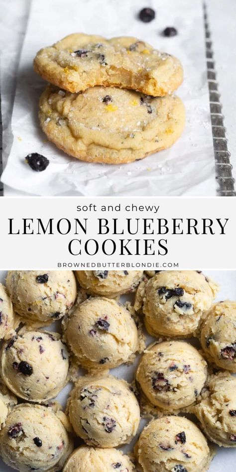 Quick And Easy Blueberry Recipes, Fresh Blueberry Lemon Recipes, Easy Summer Deserts Recipes, Buttermilk Pancake Crumbl Cookie, Chewy Lemon Blueberry Cookies, Easy Blueberry Lemon Desserts, The Best Lemon Cookies, Lemon Blueberry Sugar Cookies, Fun Sweets To Make