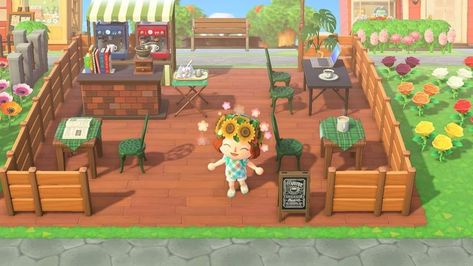 Acnh Bbq Area, Friends Coffee Shop, Outdoor Coffee Shop, Friends Coffee, Bbq Area, Outdoor Bbq, Animal Crossing, Coffee Shop, Nintendo