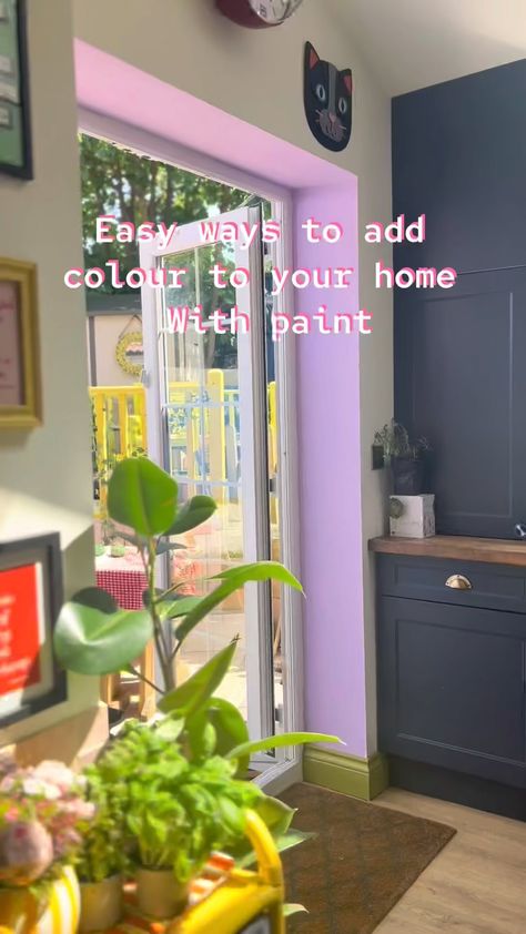 𝙻𝚊𝚞𝚛𝚊 on Instagram: "🌈DOPAMINE DECOR🌈 A dreamy trip through my colourful home - to me making my home mine means adding colour and pattern and lots of it!…" Paint Inside Door, Coloured Skirting Boards, Painted Interior Door, Window Frame Colours, Painted Window Frames, Lounge Inspiration, Front Room Decor, Brighten Room, Wooden Panelling