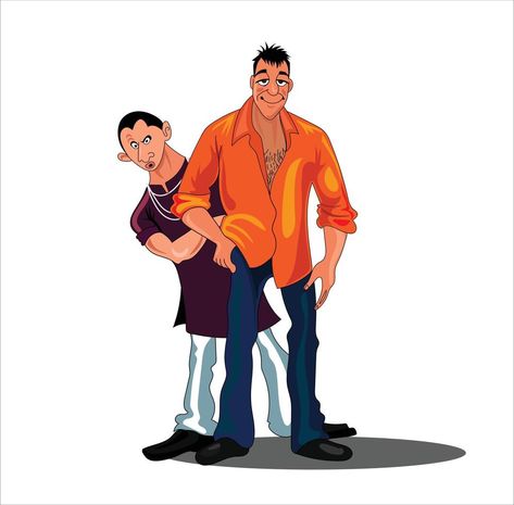 Munna bhai and circuit cartoon vector illustration on white background Munna Bhai And Circuit, Munna Bhai, Funny Marketing, Charades Cards, Cartoon Background, Victorian Fashion, Circuit, Vector Art, Card Design