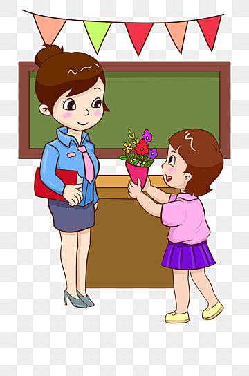 Teachers Day Illustration, Celebrating Teachers, Give Flowers, Teachers Illustration, Teaching Clipart, Painting Teacher, Hand Clipart, Giving Flowers, Teacher Clipart