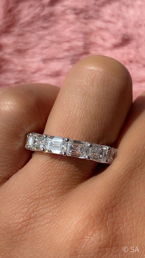 Emerald Cut Eternity Band, Stacked Wedding Rings, Emerald Cut Diamond, Etsy Gold Ring, Engagement Rings Oval, Solid Gold Rings, Oval Cut Diamond, Emerald Cut Diamonds, East West