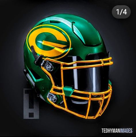 Green Bay Packers New Nfl Helmets, Green Bay Packers Helmet, Cool Football Helmets, Cool Football Pictures, Green Bay Packers Logo, Mini Football Helmet, 32 Nfl Teams, Nfl Uniforms, Sports Helmet