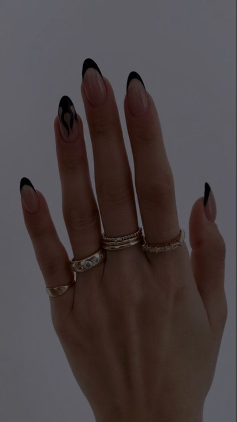 Simple Black Nail Designs, Black Prom Nails, Square Oval Nails, Concert Nails, Green Acrylic Nails, 2024 Nails, Black Acrylic Nails, Subtle Nails, Edgy Nails