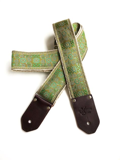 Cool Guitar Accessories, Cool Guitar Straps, Cinnamon Altoids, Green Guitar, Folk Musician, Native Son, English Bridle, Guitar Straps, The Siren