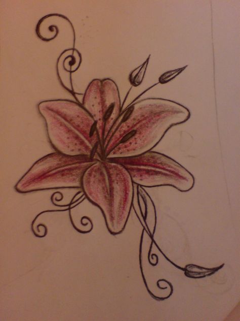 Small Lily Tattoo, Stargazer Lily Tattoo, Tattoo Lily, Tiger Lily Tattoos, Water Lily Tattoos, Lillies Tattoo, Lily Tattoo Design, Lilies Drawing, Lily Flower Tattoos