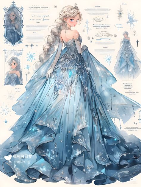 Realistic Cartoon Art, Demon Slayer Ocs, Anime Princess Dress, Elsa Art, Dreamy Gowns, Character Fashion, Dress Design Drawing, 파티 드레스, Old Fashion Dresses