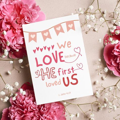 Printable Scripture Valentine Cards, Set of 5 Christian Valentine Cards, Bible Verse Valentine Cards, Classroom Valentine, Download https://etsy.me/3wbkkUA #pink #wedding #red #valentinesday #valentinescards #christian #christiangreeting #bibleversecard #scripturecard Christian Valentine Cards For Kids, Biblical Valentines, Christian Valentine Ideas, Christian Valentines Cards, Jesus Valentines, Valentines Bible Verse, Catholic Valentines, Valentine Banquet, Religious Valentines