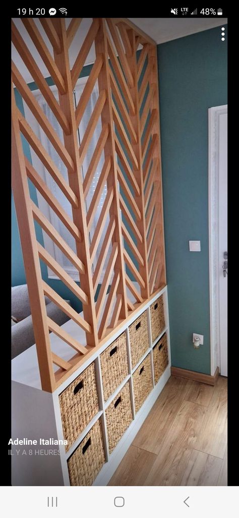 Small Open Plan Apartment Ideas, Loft Separation Ideas, Ikea Kallax Room Divider Ideas, House Rooms Ideas, Diy Room Divider Wall, Room Separator Ideas Diy, House Diy Ideas, Shelves Divider, Boho Home Decor Ideas