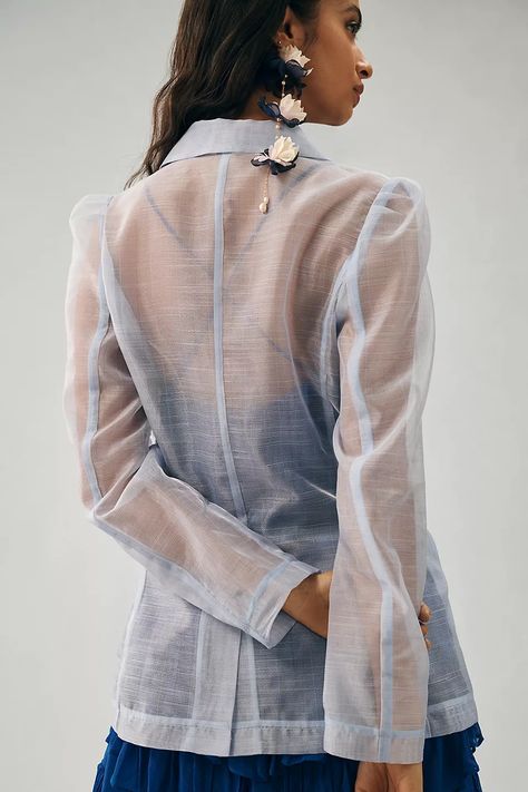 DOLAN Sheer Blazer | Anthropologie UK Sheer Blazer, Bohemian Jewels, Anthropologie Uk, Bhldn Weddings, Anthropologie, Cover Up, Active Wear, Blazer, Sewing